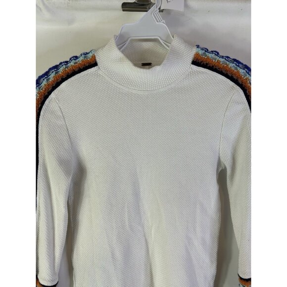 Free People Switch It Up Cuff Waffle Knit Thermal Shirt White - Picture 5 of 7